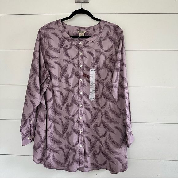 Duluth Trading Co. Purple Feather Wrinklefighter Tunic Plus Size 1X - Picture 1 of 4